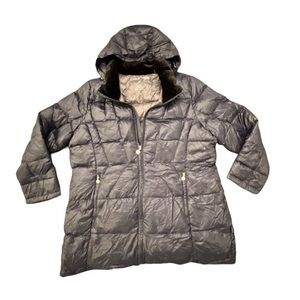 Calvin Klein Packable Premium Down Puffer Coat Navy Blue‎ Size 1X Women's EUC